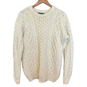 Irelands eye 100 percent wool cable knit sweater with side zippers size L in EUC